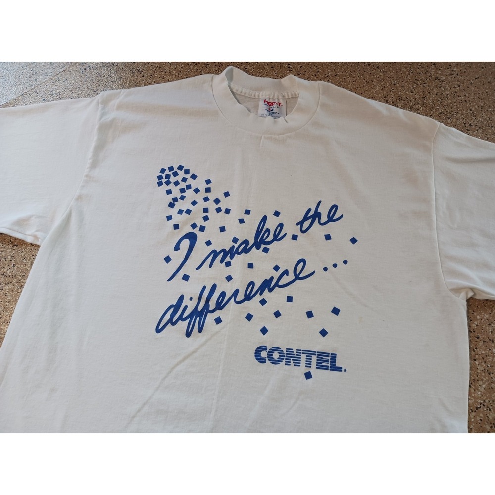 Vintage Contel Telecom Company T Shirt Tech 80s Single Stitch Made In USA White